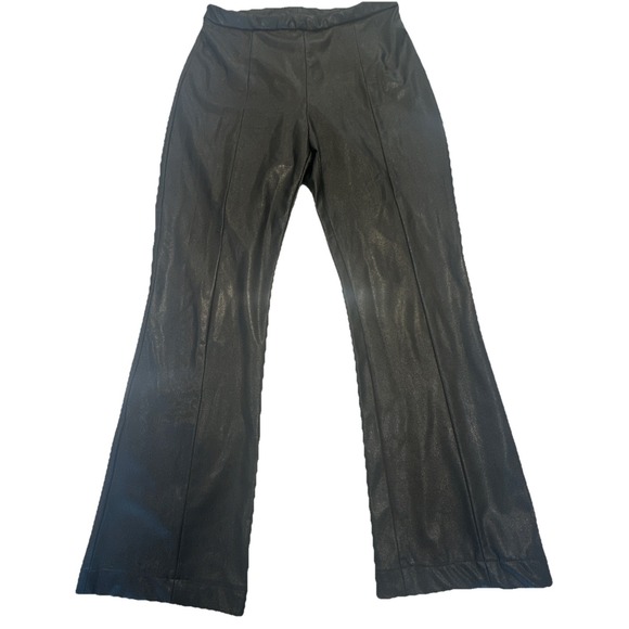 Amanda Uprichard Pants - AMANDA UPRICHARD Black Elastic Waist High Rise Faux Leather Pants Women's Size M